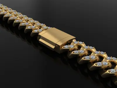 Cuban Diamond Chain Bracelet Necklace Link SIZE 10MM Width 3D print model