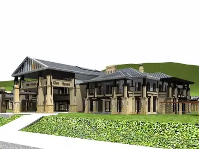 Hotel Building 3D model 7
