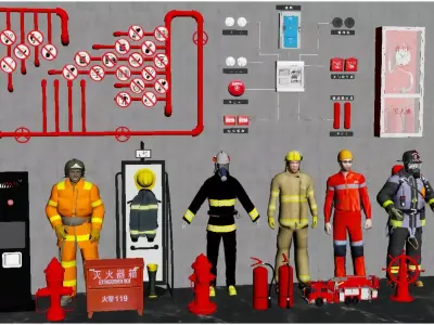 Fire Equipment Display 3D model