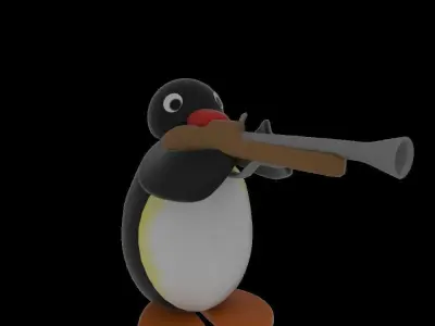 Pingu penguin figurine waving 3D model