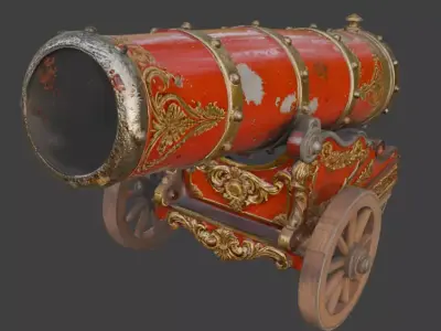 Vintage Circus Human Cannon 3D Model V02 Low-poly 3D model