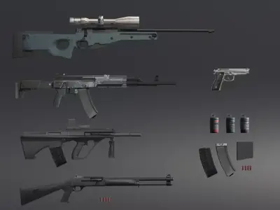 Weapons kit lowpoly Low-poly 3D model