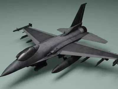 fighter plane  Low-poly 3D model