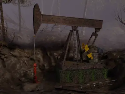 Abandoned Oil Pumping Rig Weathered Rusted Industrial 3D Model 3D model
