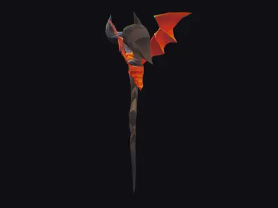 Magical Wand Wizard Wooden Weapon Skull Head Horn Scepter Low-poly 3D model