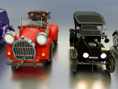 Vintage Classic Cars Collection 3D Model Pack Low-poly 3D model