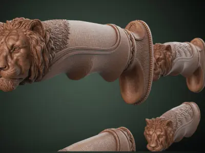 Lion Head Knife Handle 3D print model