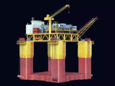 Semi-Submersible Production Rig 3D model