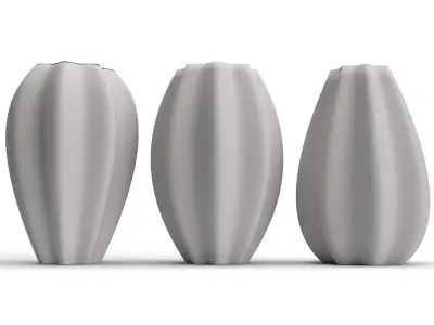 Realistic 3D gray coloured Vase set 3D print model