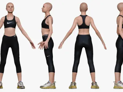 001235 woman in fitness costume 3D model