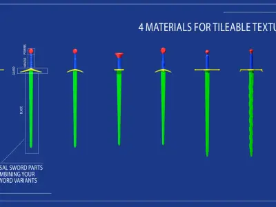 Medieval Swords Constructor Low-poly 3D model