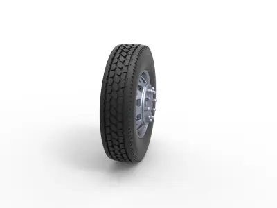 Front custom wheel of semi truck Scale 1 to 25 3D print model