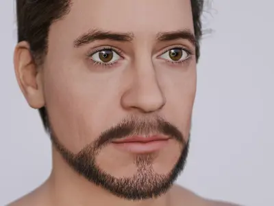 Robert Downey Jr - Celebrity Actress - Classic Side Part Hair Low-poly 3D model