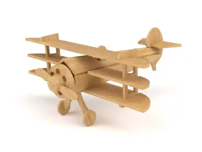 Wooden toy airplane 10 3D model