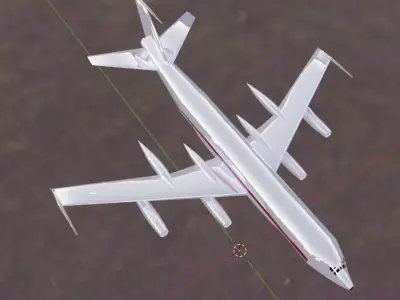 Fictional Quad Engine 1950s Jetliner CV-990A Inspired Low-poly 3D model