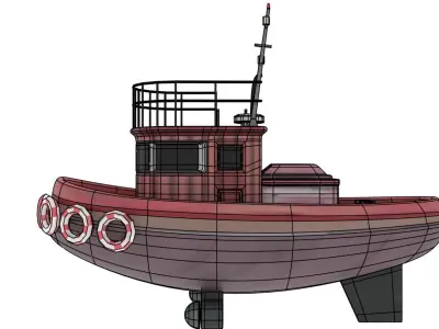 Tugboat lifeboat Low-poly 3D model