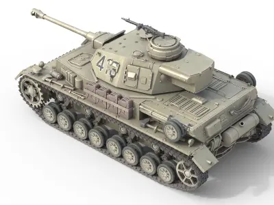 Panzer IV German Medium Tank Low-poly 3D model