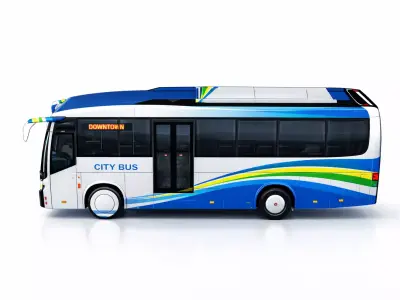 City Public Transport Bus Low-poly 3D model