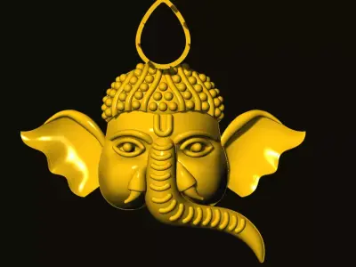 ganesh elephant head in gold 3D print model