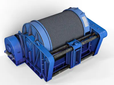 Industrial Marine Winch Low-poly 3D model