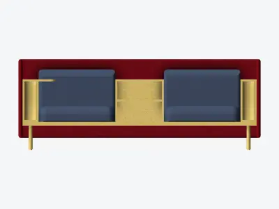 Sofa - Contemporary - Flame - Medium - Central Shelf Work Shelf Low-poly 3D model get