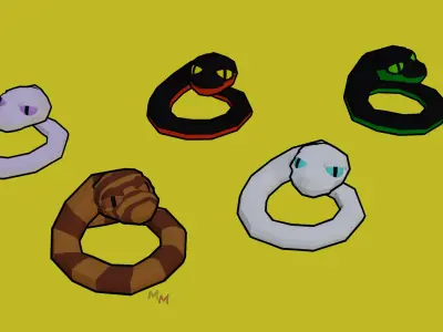 Low Poly Cartoon Snake Low-poly 3D model