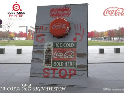  COCA COLA OLD STYLE SIGN DESIGN Low-poly 3D model