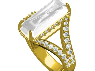 Antique Lond Emerald Stone Split Shank Vintage Ring 3D print model