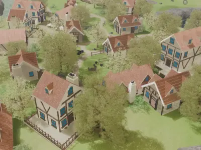 Quaint Village Landscape 3D model buy