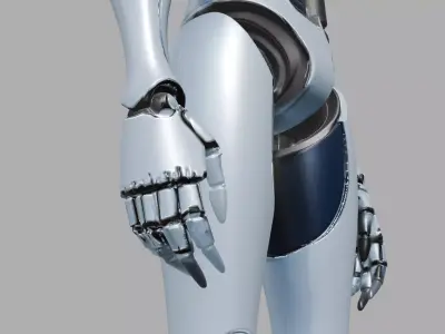 Sleek Silver Humanoid Android Robot 3D model