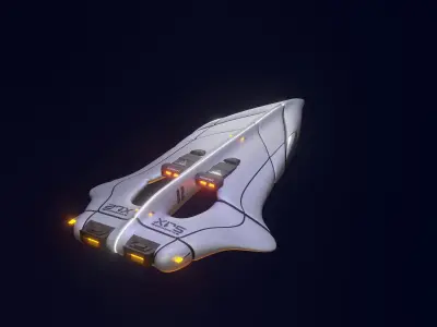 High tech sci-fi spaceship Low-poly 3D model