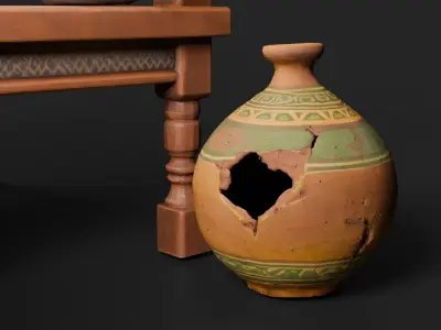 Stylized medieval antique office game ready Low-poly 3D model