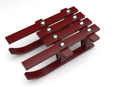 Wooden Sled 3D model