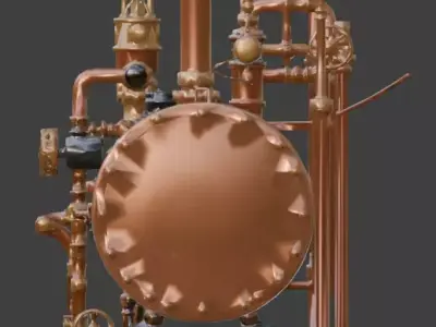 Steampunk Industrial Steam Generator 3D Model Low-poly 3D model