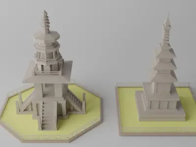 Gyeongju Bulguksa Stone Pagoda Dabotap  Seokgatap Korea Low-poly 3D model