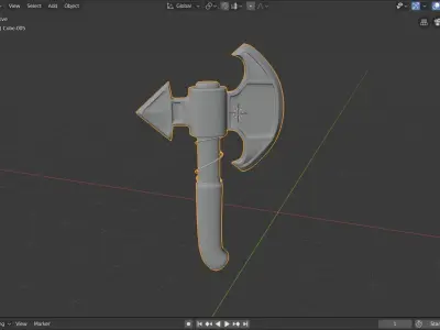 Medieval axe Low-poly 3D model 2