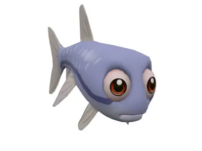 Siamese Flying fox Fish Cartoon Animated Low-poly 3D model