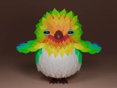 Cute lowpoly bird Low-poly 3D model