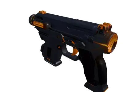 Futuristic Laser Pistol Glowing Coils 3D model