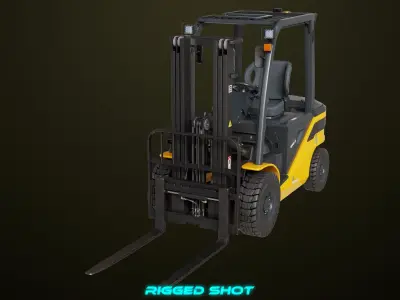 Forklift Truck03 Yellow All PBR Unity UE Textures 3D model