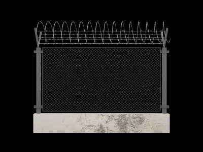 New High Security Razor Barbed Wire Fence Low-poly 3D model