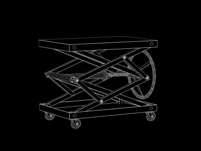 Industrial Scissor Lift Table DiningCar 03 - MorisonDesign Free low-poly 3D model