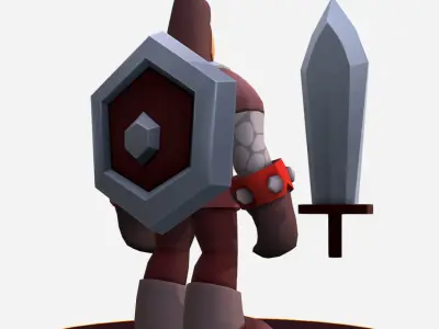 Handpaint Cartoon Knight MMO Character Low-poly 3D model