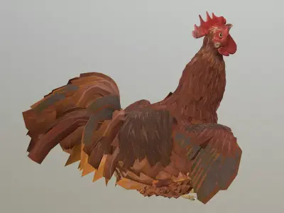 Howling Rooster CHICKEN SITTING idle 3D model
