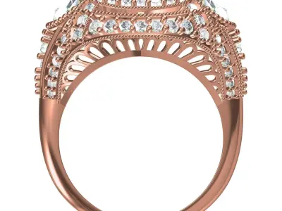 Antique Art Deco Style Cocktail Ring 2 3D print model