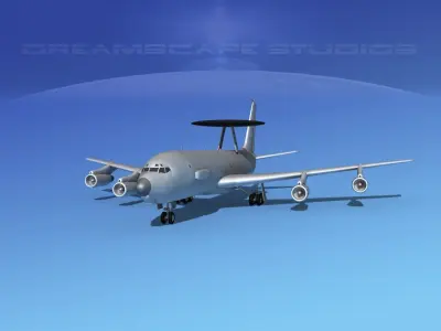 Boeing E-3C AWACS Bare Metal 3D model