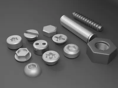 Low Poly Nuts and Bolts  3D model Low-poly 3D model