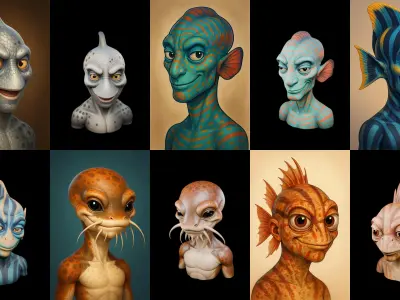 Head Fish bundle 13 pack 100 glb 3D model