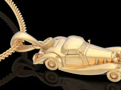 Classic Roadster car pendant gold printable jewelry 3D model 3D print model purchase