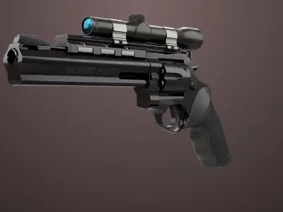 Revolver 04 Black Model Taurus Raging All PBR Unity UE Textures Low-poly 3D model